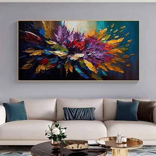 handgemachtes Ölgemälde auf Leinwand, Wandkunst, Dekoration, abstrakt, dickes Ölmesser für die Heimdekoration, gerollt, rahmenlos, ungedehntes Gemälde Image