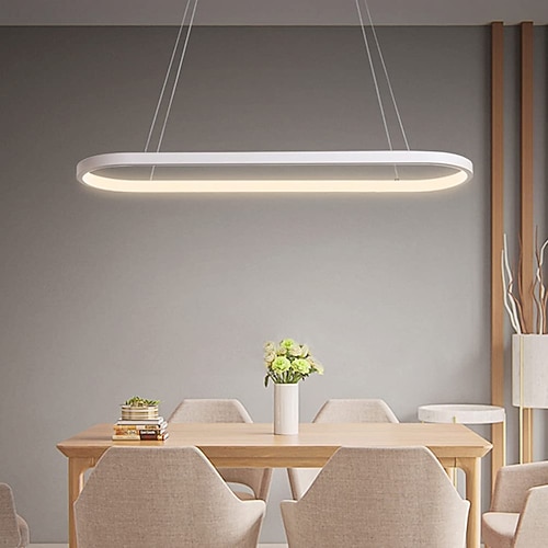 1-flammig 70c/90m led pendelleuchte 40w ovales design rechteckig aluminium schwarz lackiert moderne lampe für esszimmer restaurant kaffeebar 110-240v nur dimmbar mit fernbedienung Image