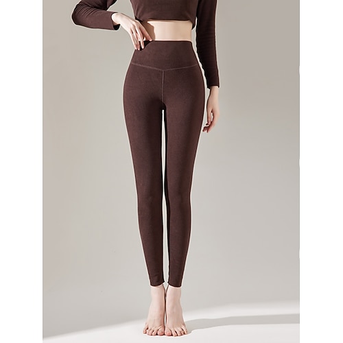 Damen Leggings Mode Basic Lässig Volle Länge Hohe Taille Einfach Hoher Schnitt Bequem Weich Dehnbar Täglich Heim Aprikose Schwarz Gelb Orange Frühling Herbst Winter Schmale Passform Image