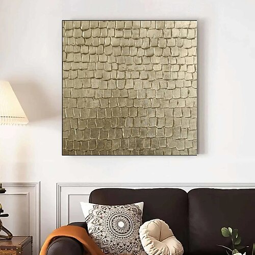 Blattgold Originalgemälde, Goldwandkunst, handgemalt, 3D Goldstrukturkunst, Goldmetallgemälde auf Leinwand, Wandkunst, Wohndekor, gespannter Rahmen, fertig zum Aufhängen oder ungerahmt Image