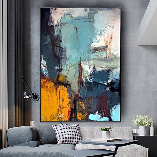 Mintura handgefertigte abstrakte Ölgemälde auf Leinwand, Wandkunst, Dekoration, modernes Bild für die Inneneinrichtung, gerolltes, rahmenloses, ungedehntes Gemälde Image