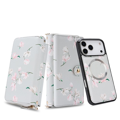 Handy Hülle Handyhüllen Für iPhone 17 Pro Max 17 Air 16 15 14 Pro Max Plus 13 Pro Max Brieftaschenhülle Abnehmbar Vollschutz mit Trageriemen Retro Echtes Leder Image