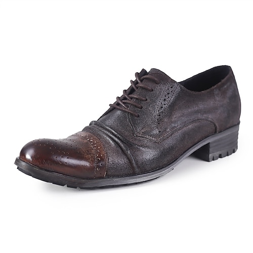 Oxford-Abendschuhe für Herren aus echtem Leder – formelle Business-Schnürschuhe im Vintage-Brogue-Stil mit Flügelkappe für Büro, Hochzeit und Abendveranstaltungen Image