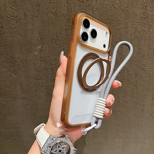 Handy Hülle Handyhüllen Für iPhone 17 Pro Max 17 Air 16 15 14 Pro Max Plus 13 Pro Max Rückseite mit Trageriemen Unterstützt kabelloses Laden Ständer Retro TPU Acryl Image