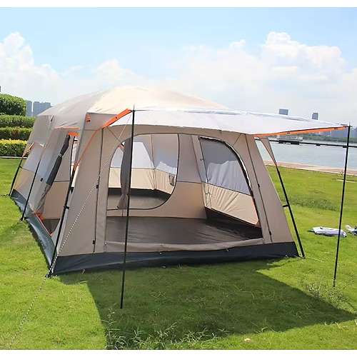 Campingzelt für 5–8 Personen, wasserdicht, sonnenbeständig, mückensicher, tragbares Zelt, geeignet für Camping im Freien Image