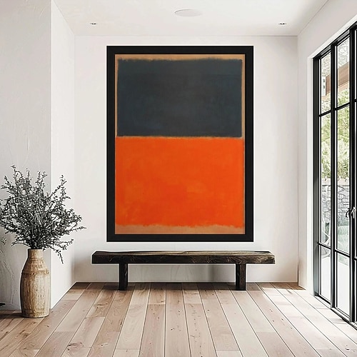 handgemalte Leinwandkunst von Mark Rothko, Reproduktion, Rothko-Wandkunst, abstrakte Leinwand-Wandkunst, rote und gelbe Mischung, abstrakte Malerei, Minimalismus-Kunst, Gemälde, Heimdekoration, Image