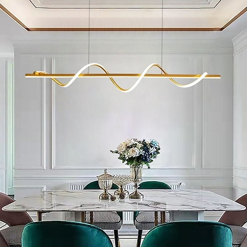 LED-Pendelleuchte, 100 cm, Inselbeleuchtung, dimmbar, Liniendesign, Aluminium, stilvoll, minimalistisch, lackierte Oberflächen, Lichter für Esszimmer, Küche, 110–240 V, nur dimmbar mit Fernbedienung Image