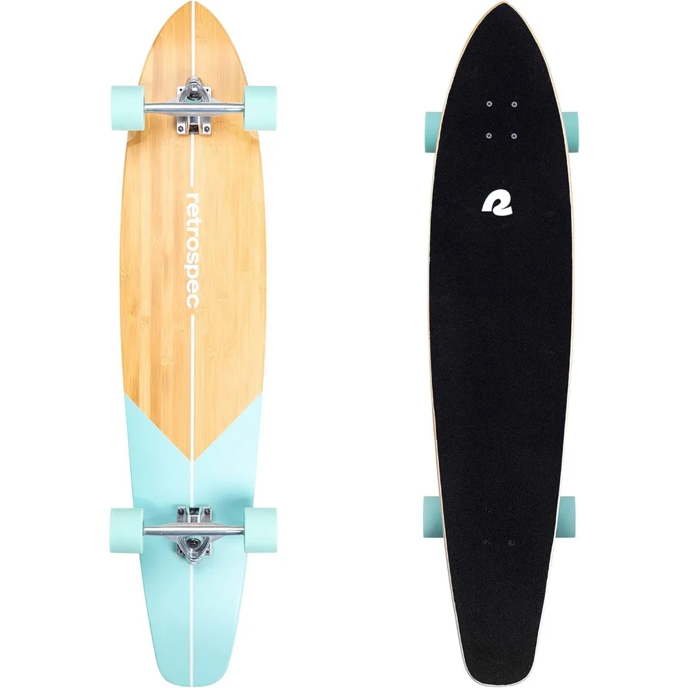 Zed Cruiser & Pintail Longboard Skateboard Complete - Bamboo & Canadian Maple Wood Cruiser w/Reverse Kingpin Trucks for Commuti