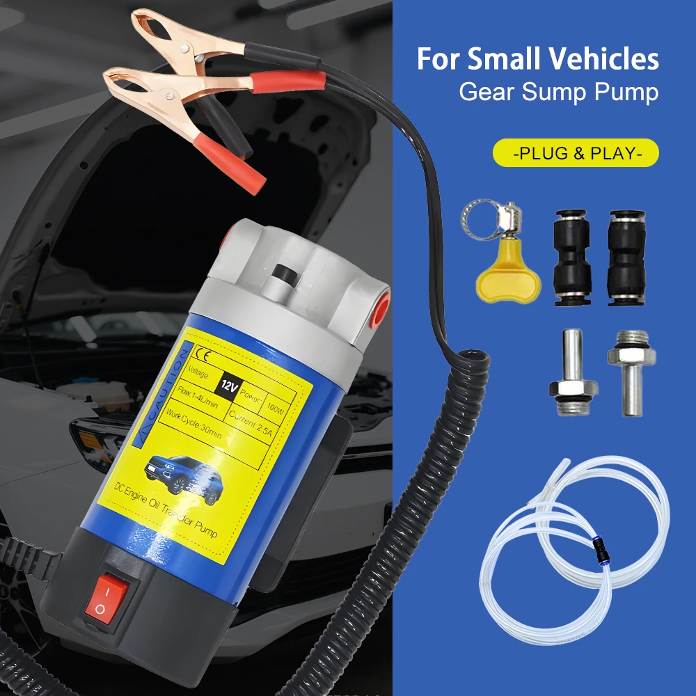 Portable Car Oil Pump Electric Gear Oil Pump 12V/24V DC Car Engine Oil Transfer Pump - Pure Copper Motor, Aluminum Pump Head