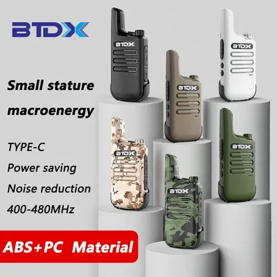 BTDX F1 2pcs Mini Walkie Talkie Kids Portable Ham Radio Comunicador UHF 400-480MHz Dual Band Two-way Radio HF Transceiver