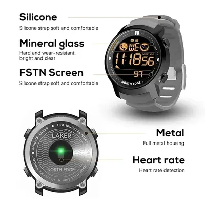 Hot SellingSmart Watch NORTH EDGE Men Heart Rate Monitor Waterproof 50M Swimming Running Sports Pedometer Stopwatch Smartwatch A