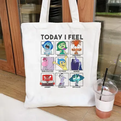Inside Out 2 Current Mood Anger Joy Sadness tote bag Disney Emotions Shoulder Bag Mental Health Speech Therapy Disneyland Trip