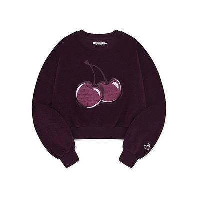 kirsh Big Cherry Terry Brushed Crop Sweatshirt