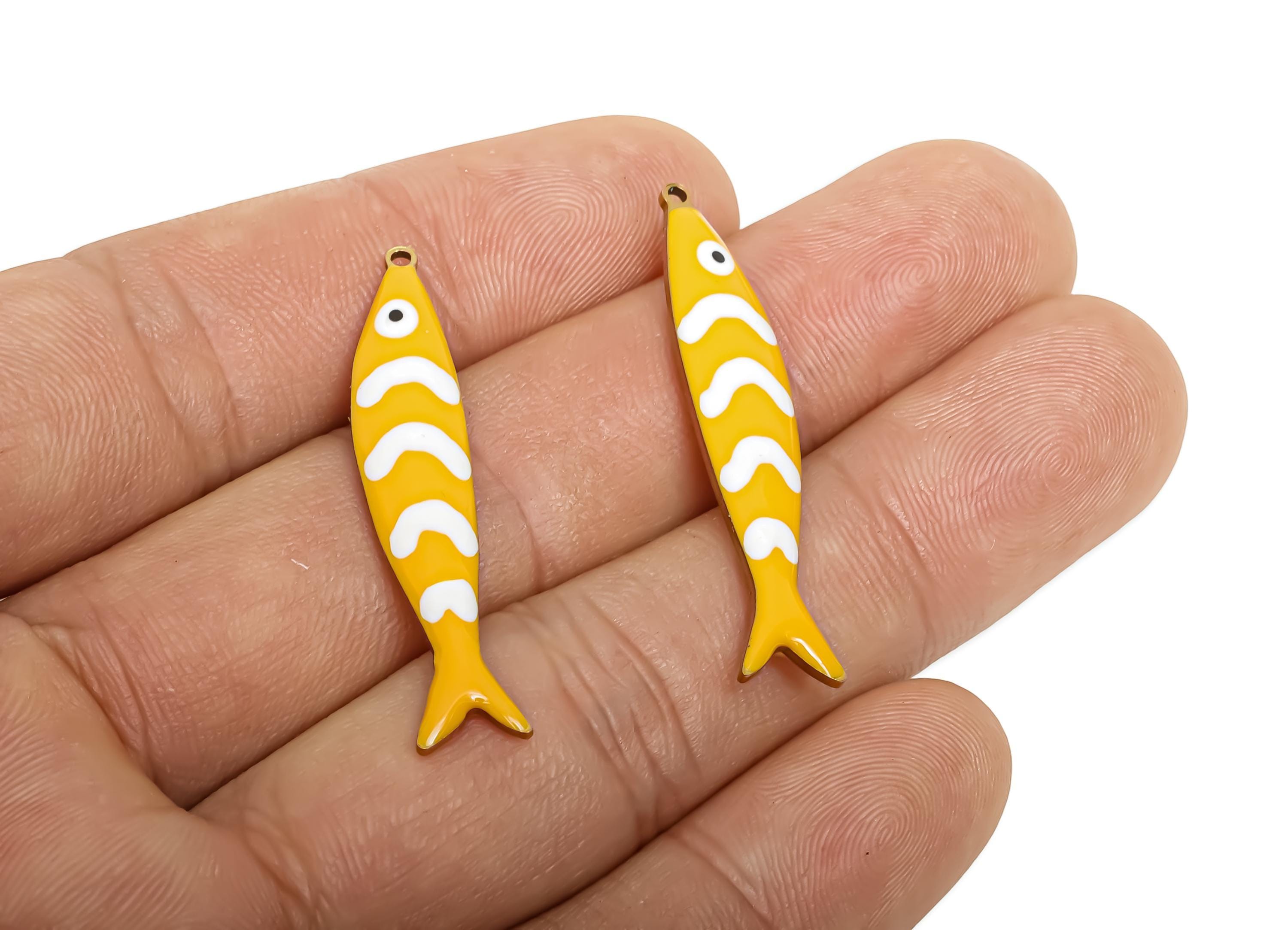 Ciondolo a forma di pesce in acciaio smaltato - Pendente a forma di vita marina - Ciondolo a forma di pesce per collana - Gioiello originale - Pesce r