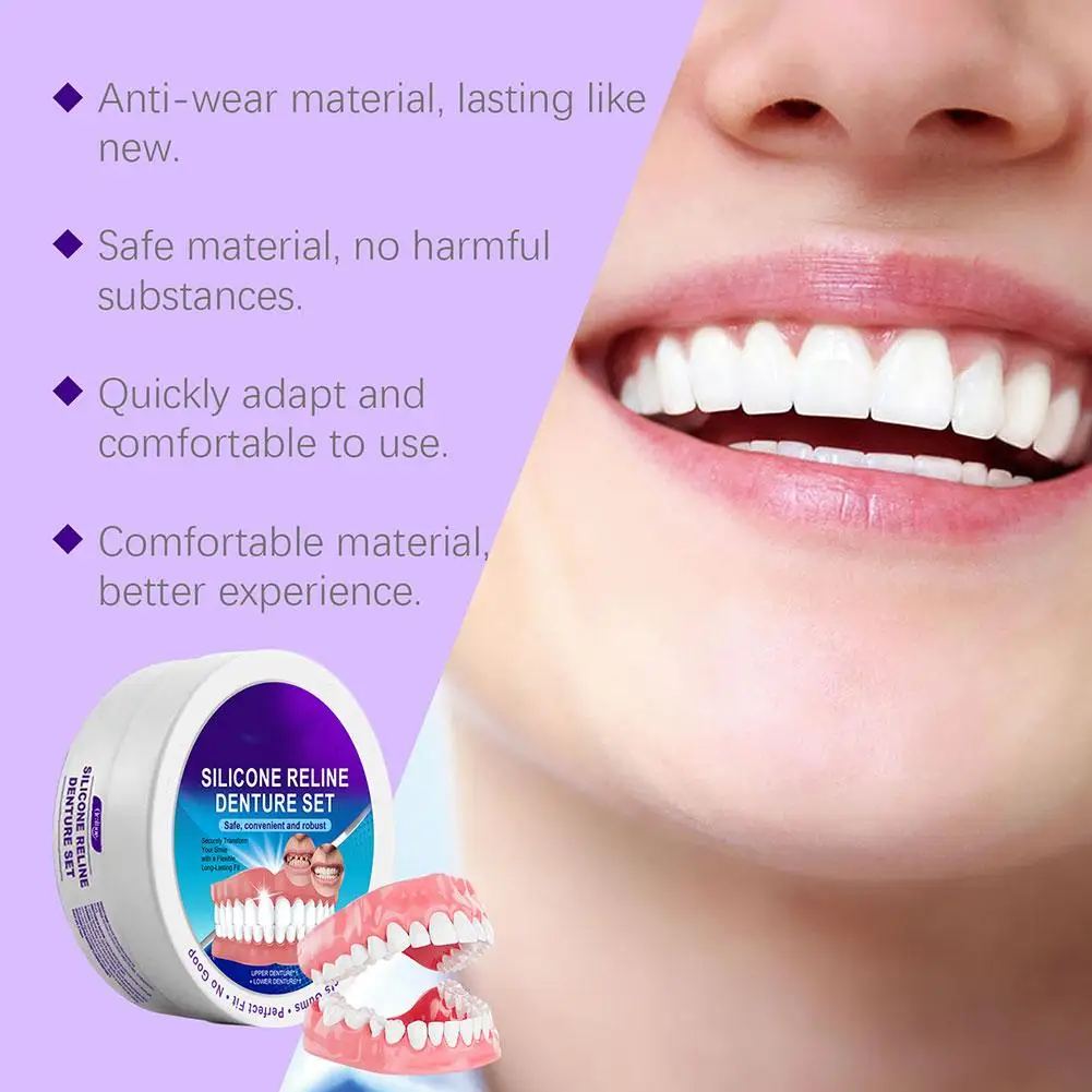 Einstellbare Zahnersatz Bleaching Zähne Set Temporäre Perfekte Lächeln Falsche Zähne Oberen Unteren Abnehmbare Dental Veneers Gefälschte Zahn Set Image