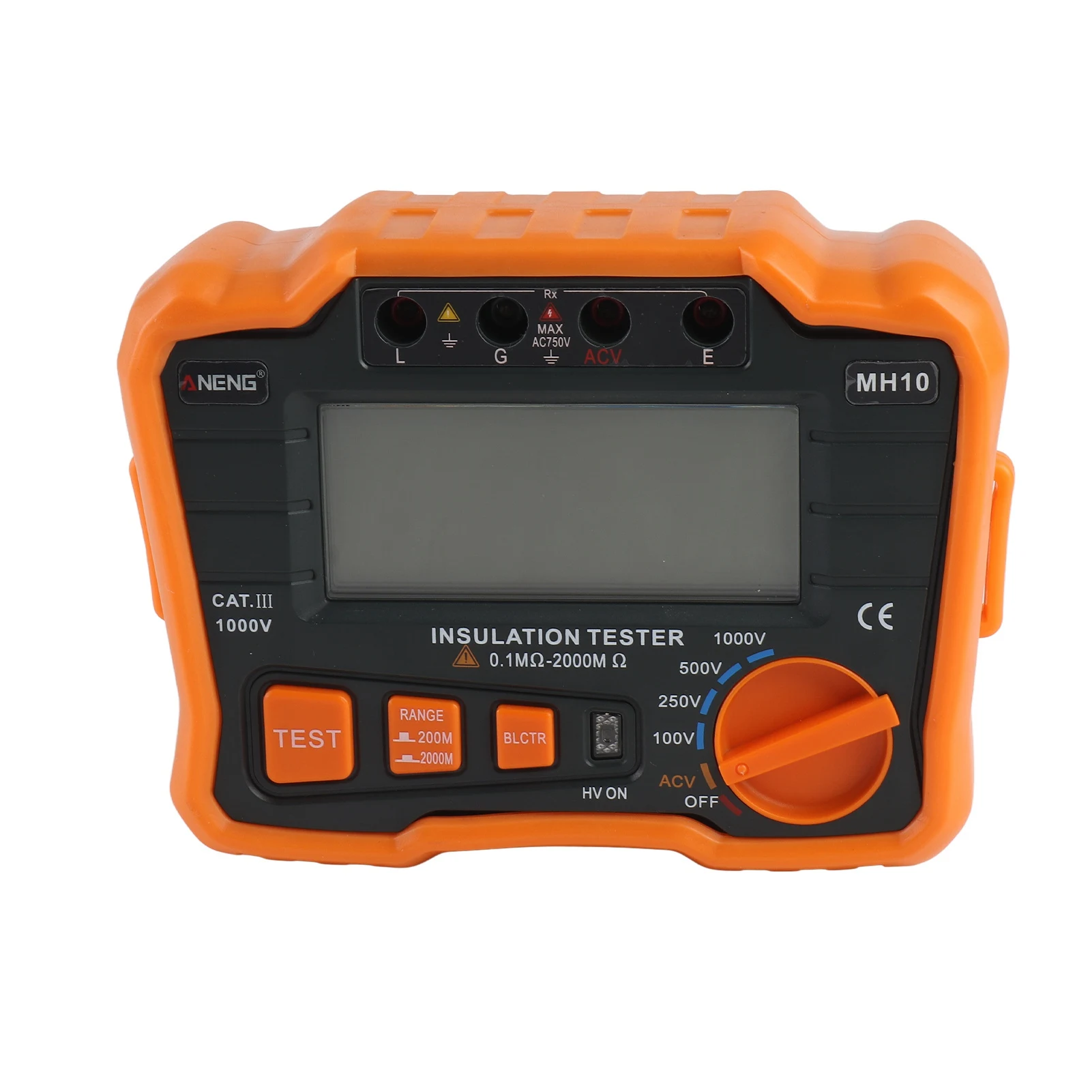 ANENG MH10 Digitales Megohmmeter, Isolationswiderstandstester, 100 V/250 V/1000 V, Voltmeter, LCD-Display, Multimeter Image