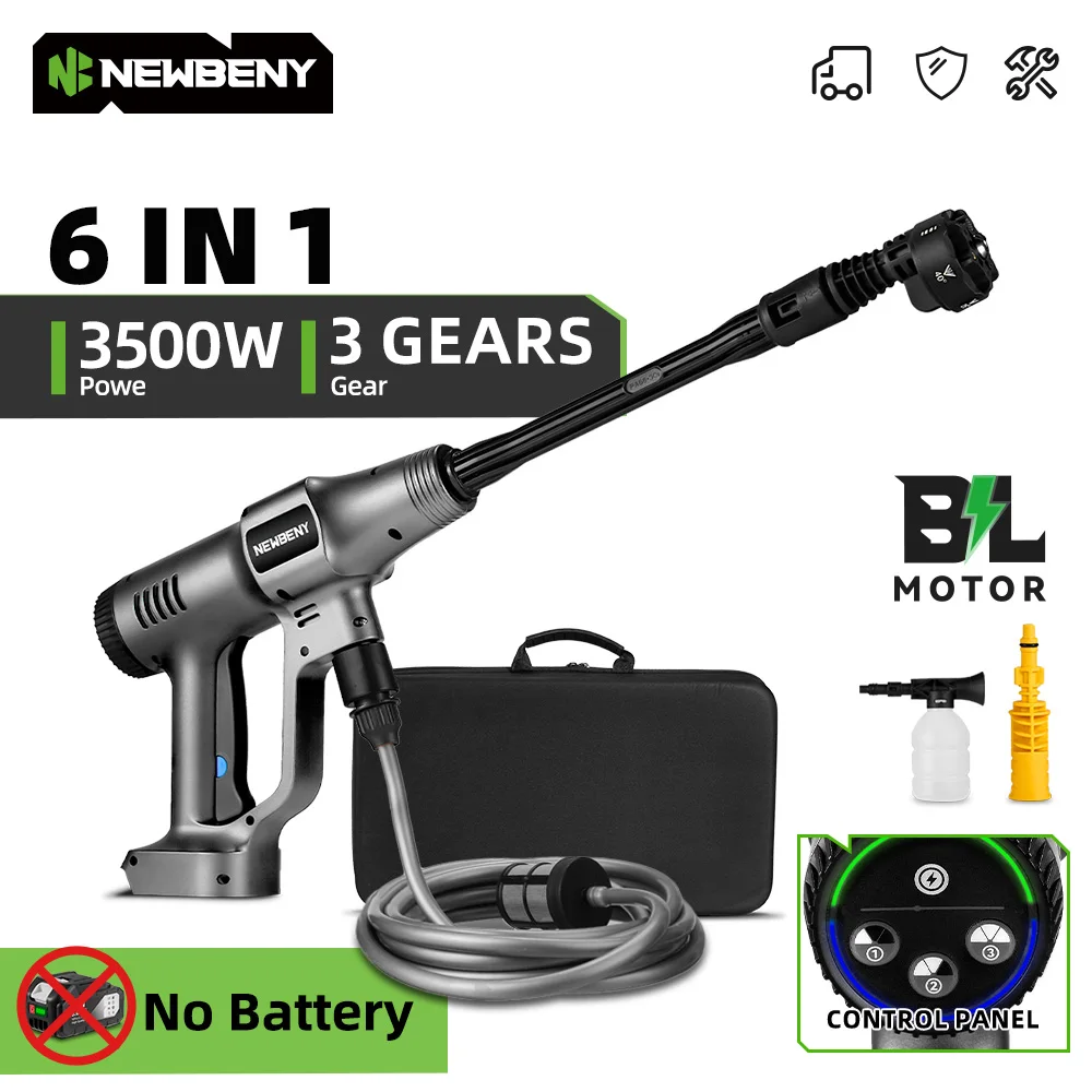NEWBENY 3500 W Bürstenlose Elektrische Hochdruck Auto Waschmaschine Cordless Reinigung Wasser Spritzpistole Garten Werkzeug Für Makita Batterie Pin Image