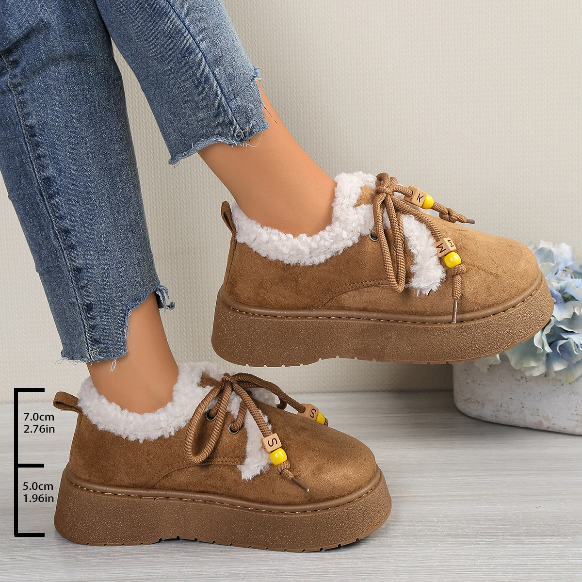 2025, Damen-Winterstiefel, neue Mode, runde Zehen, Designer-Schneestiefel, zum Schnüren, bequem, leicht, kurze Stiefel Image