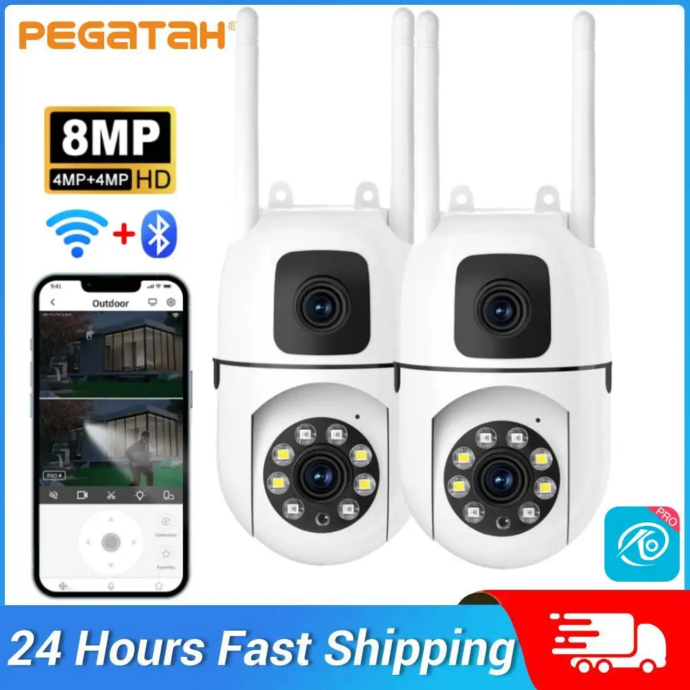 2/4PCS 8MP HD 2,4G Dual Objektiv Wifi Kamera PTZ Outdoor Smart Nachtsicht Menschlichen Erkennung IP sicherheit Schutz Cam O-Kam Pro APP Image