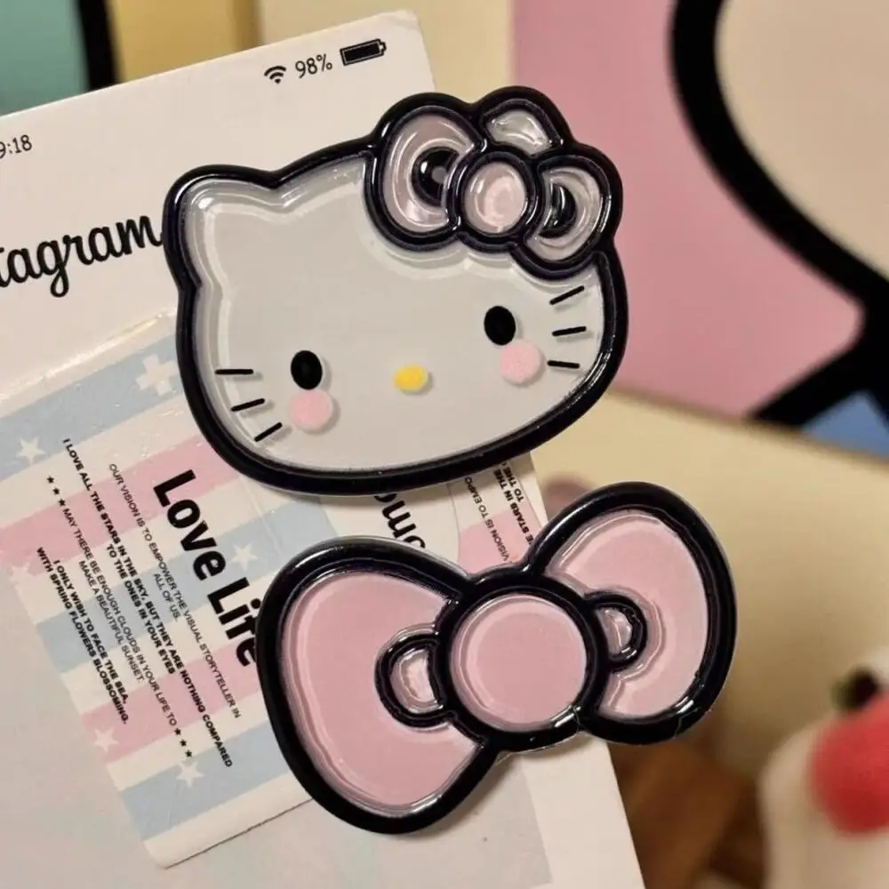 Sanrio Hello Kitty Haarspange, Pony-Klemme, schwarzes Pulver, farblich passende Kitty-Katze, Cartoon-Haarspangen, süße Ornamente, Haar-Accessoires