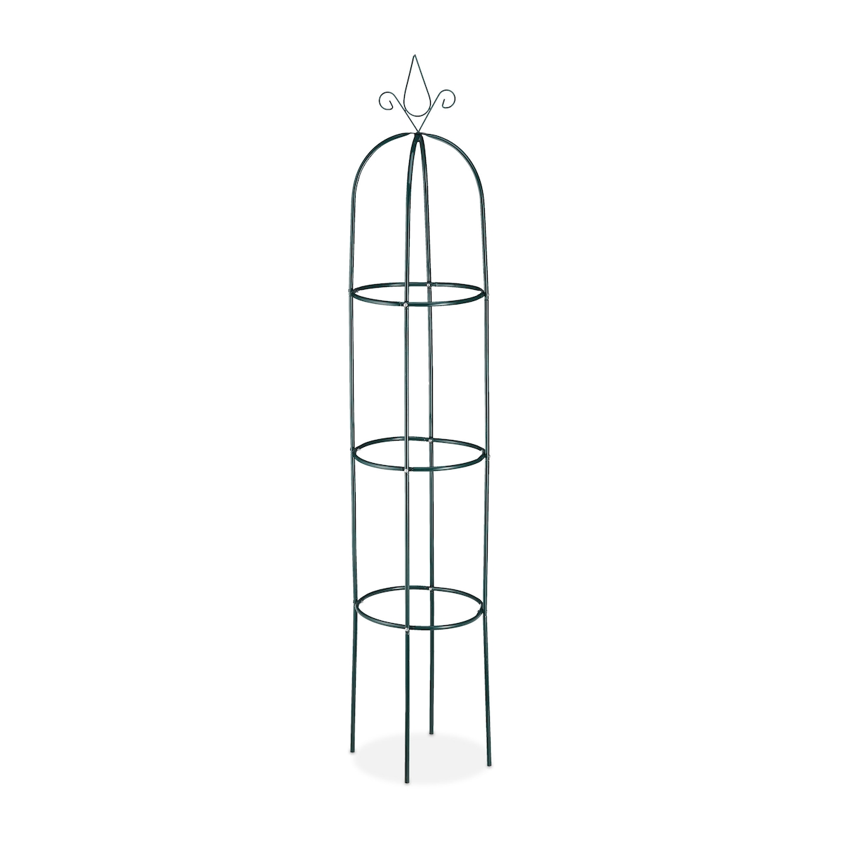 Relaxdays Rankhilfe Obelisk, 2er Set, 200 cm hoch, Ranksäule für Kletterpflanzen, Metall, freistehend, Rosenturm, grün Image