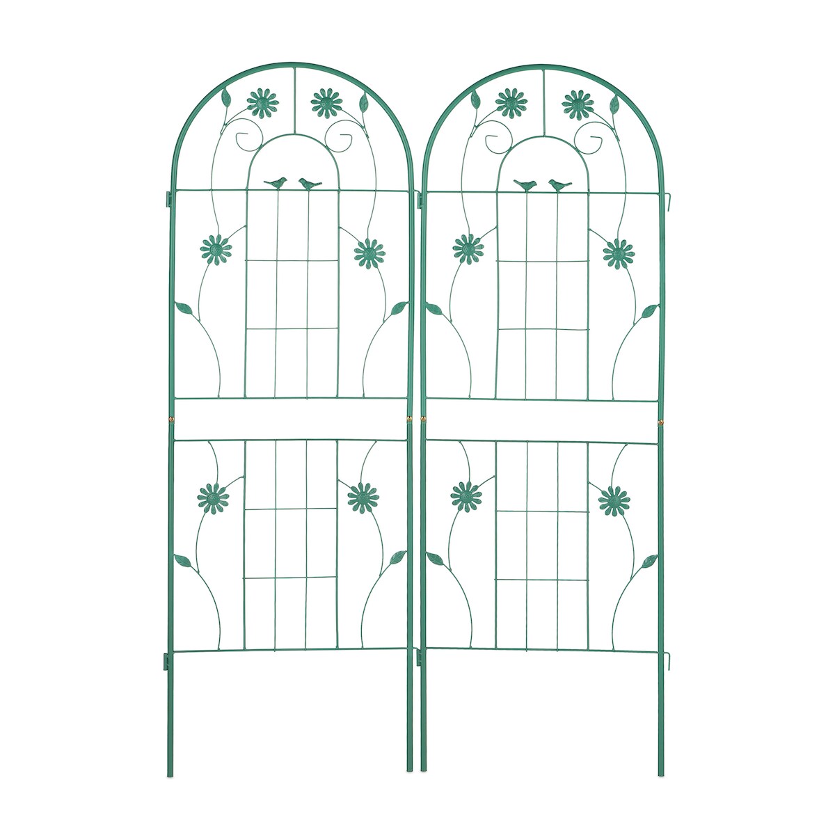 Relaxdays Rankgitter, 2er Set, HxB 150 x 50 cm, freistehend, Rankhilfe zum Stecken, Kletterpflanzen, Blumenspalier, grün Image
