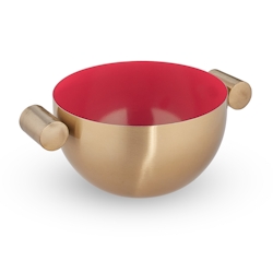 Relaxdays Servierschüssel, Edelstahl, Ø 15 cm, runde Metallschüssel zum Backen & Servieren, Küchenschüssel, gold/ rot