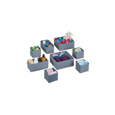 Relaxdays Schubladen Organizer, 8-teiliges Wäscheorganizer Set, 3 Größen, für Kleiderschrank & Schublade, faltbar, grau Image