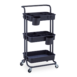 Relaxdays Rollwagen, 3 Etagen, 2 Bremsen, Allzweckwagen für Küche und Büro, Rollregal HBT: 86x43x42 cm, Metall, schwarz Image