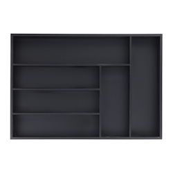 Relaxdays Besteckkasten für Schubladen, 6 Fächer, HxBxT: 5x43x30,5 cm, Schubladeneinsatz, Besteckeinsatz Bambus, schwarz Image