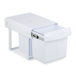 Relaxdays Einbaumülleimer, 3 Fächer, 15l & 2x 8l, HBT: 34,6 x 34 x 51,8 cm, ausziehbar, Müllsystem Unterschrank, weiß Image