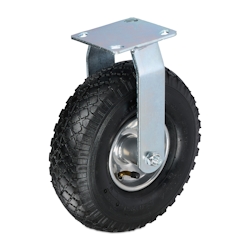 Relaxdays Bockrolle, 3.00-4, Traglast 120 kg, Gummi, Stahlplatte, luftbereift, Schwerlastrad, Gummirolle, schwarz/silber Image