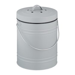 Relaxdays Komposteimer Küche, 5 l, kleiner Mülleimer, Deckel und Geruchsfilter, Abfalleimer Biomüll, Eisen, grau Image