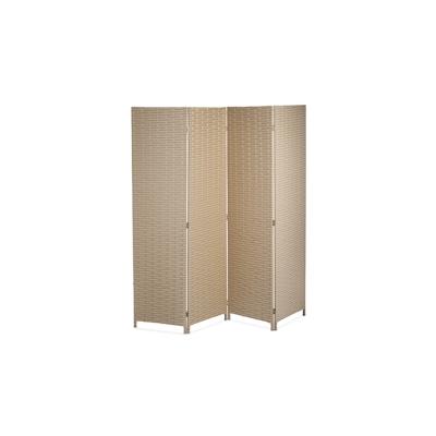Relaxdays Paravent Raumteiler, 4-teilig, HxB: 180x180 cm, faltbarer Raumtrenner, modern, Sichtschutz, Kunststoff, beige Image