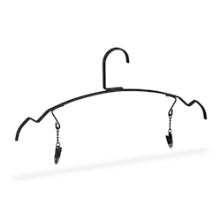 Relaxdays Kleiderbügel 10er Set, Dessous & Lingerie Bügel mit 2 Klammern, Unterwäschebügel Metall, 33 cm breit, schwarz Image