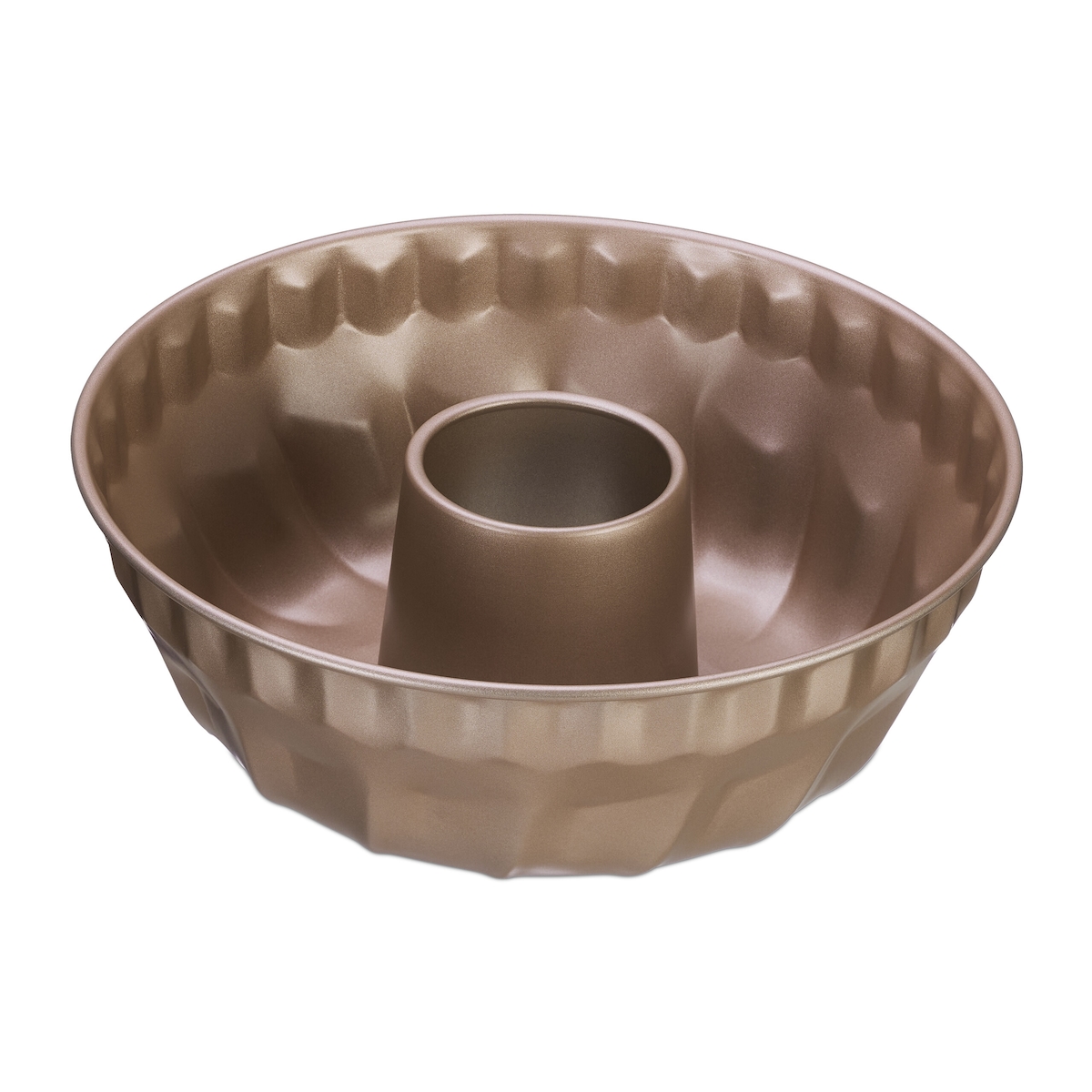 Relaxdays Gugelhupfform, für versch. Rührkuchen, Maße HxD: 9 x 25 cm, Backform f. Gugelhupf, antihaftbeschichtet, beige Image