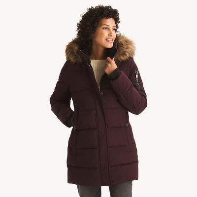 Nautica Women's Faux Fur Hood Puffer Jacket 619 (Barely Pink), L