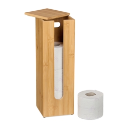 Relaxdays Toilettenpapier Aufbewahrung Bambus, für 4 Rollen, Toilettenpapierbehälter stehend, HBT 42x13,5x13,5 cm, natur Image