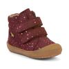 Lauflernschuh FRODDO "OLLIE WOOL TEX", Kinder, Gr. 25, bordeaux, glitzer, Veloursleder, Glitzermuster, klassisch, Schuhe, Winterstiefel, Klettschuh mit Wollfutter