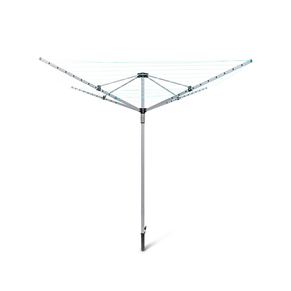 Relaxdays Wäschespinne 49 m, HxBxT:184x242x242 cm, reißfeste Leine, stabiler Stand mit Erdspieß, Garten, silber Image