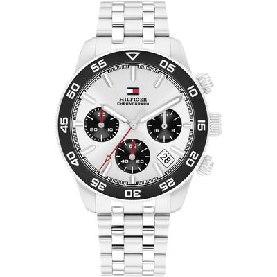 Chronograph TOMMY HILFIGER "TH85 CHRONOGRAPH", silberfarben, silberfarben, Armbanduhren, Herren, Quarzuhr, Armbanduhr, Herrenuhr, Edelstahlarmband, analog, Tag Image