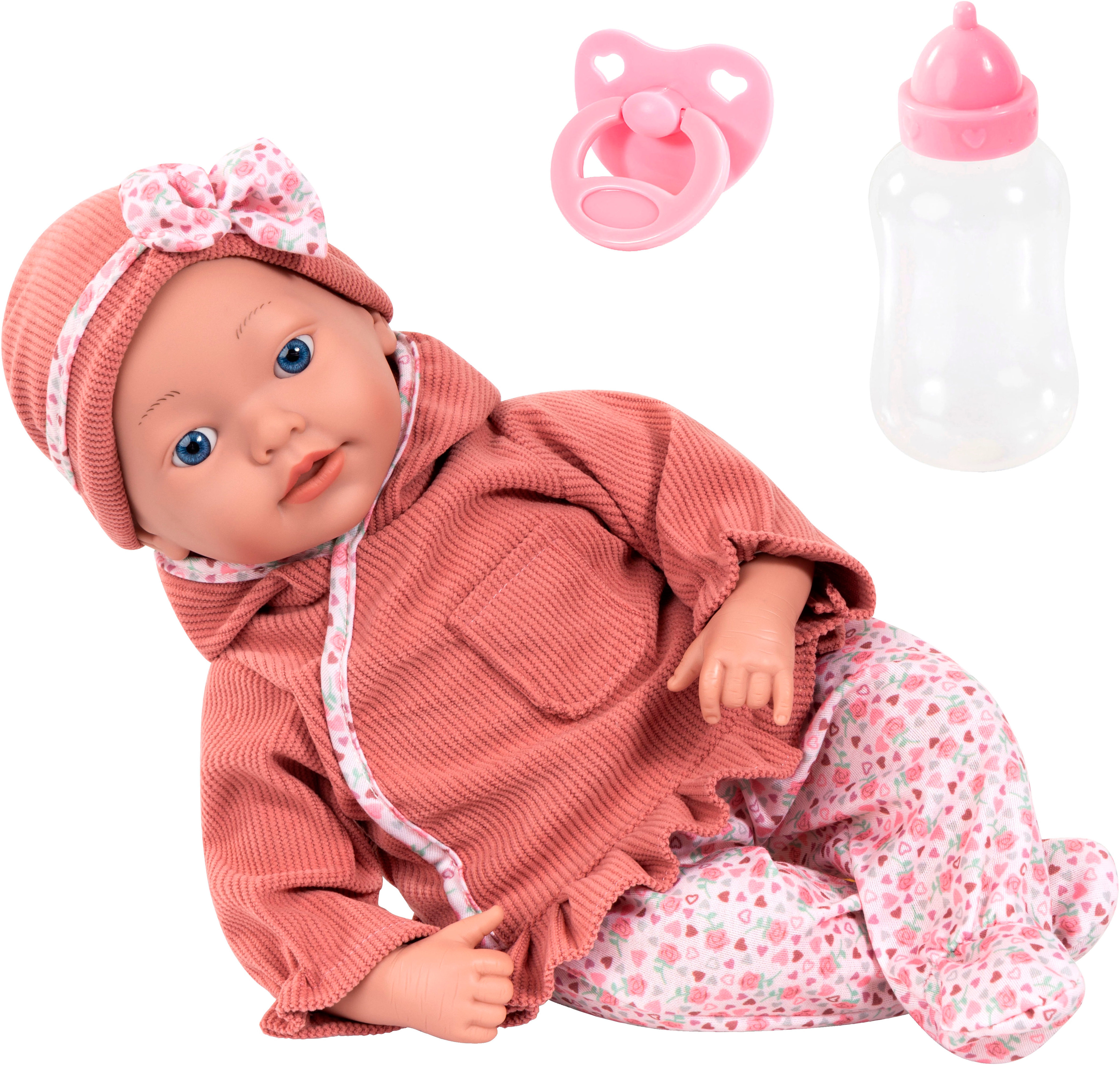 Babypuppe BAYER "Reborn Baby, 38 cm Herzchen braun", braun, Puppen, Baby