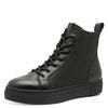 Winterboots TAMARIS, Damen, Gr. 41, schwarz, Leder, Textil, unifarben, casual, Schuhe, Plateau, Schnürboots, Stiefelette, T-Logoaufnäher an der Schuhzunge