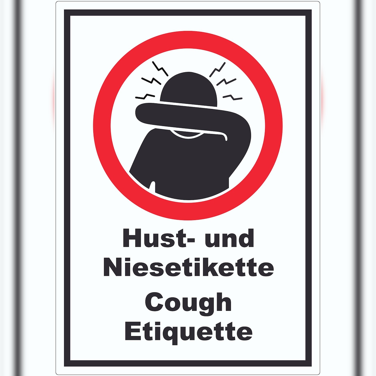 HB-Druck Husten und Niesetikette beachten Cough Etiquette Symbol und Text Aufkleber A1 (594x841mm) Image