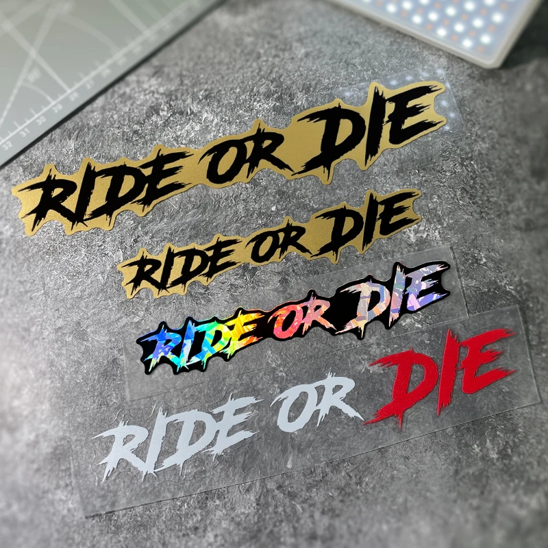 Autocollants de moto RIDE OR DIE, 2 pièces, imperméables, pour casque de moto, réservoir de carburant, fenêtre de voiture, bricolage de vélo, autocollants universels en vinyle