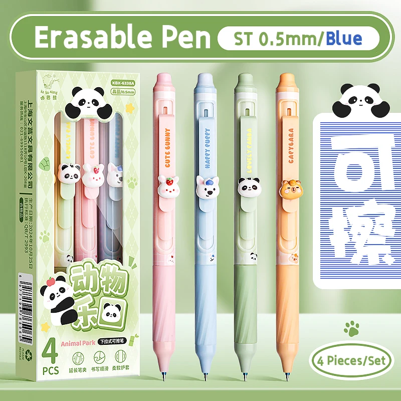 4 Teile/satz Kreative Pull-Typ Löschbare Gel Stifte Blaue Tinte 0,5mm ST Löschbaren Stift für Schule Student Prüfung Schreiben schreibwaren Image