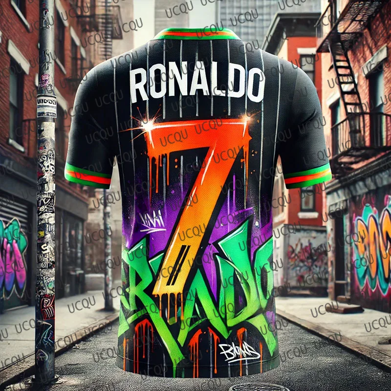 2025Special Edition Graffiti Football Jersey Ronaldo 7 Soccer Jersey Training Uniform Breathable Oversize Unisex Training Tshirt