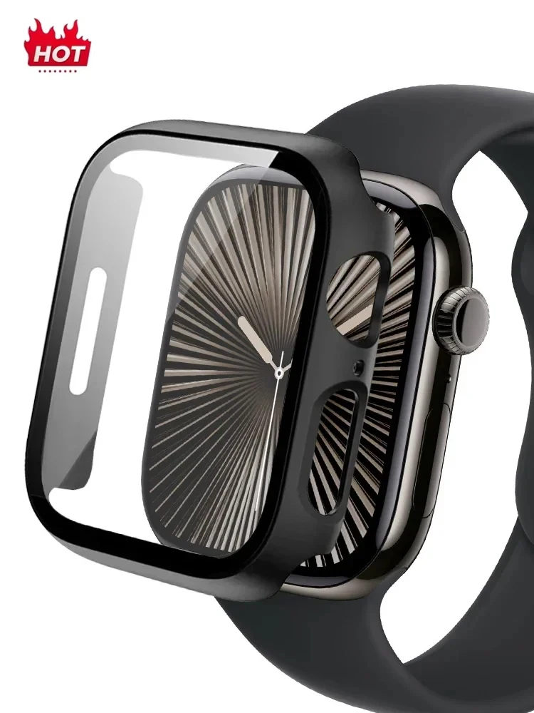 Gehärtetes Glas + Abdeckung für Apple Watch 10 42 mm 46 mm, matt, hart, PC-Stoßstange, Displayschutzfolie, iWatch-Serie 10 42/46 Zubehör Image