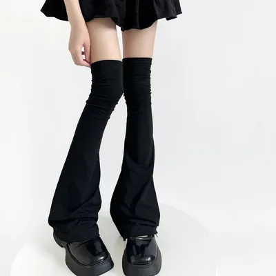 Lolita Leg Warmers Thigh High Stocking Knitted Foot Cover Knee High Socks JK Leg Warmers Solid Color Long Socks Thigh High Socks