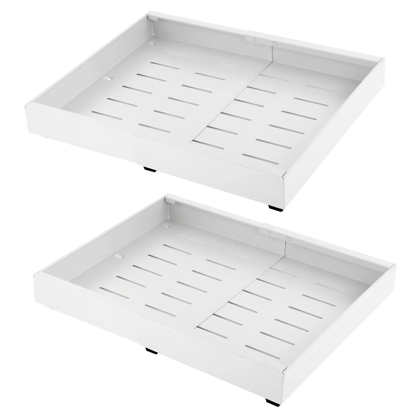 2er-Pack Weiße Ausziehbare Schrankregale, ca. 42x32x7cm Schubladenorganizer - Ausziehbares Aufbewahrungsregal für Küche und Speisekammer